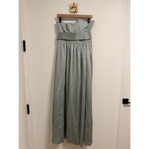 White by Vera Wang Dusty Sage Straight Strapless Belted Bridesmaids Dress Sz 10